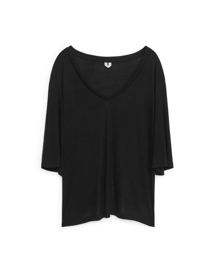 Fluid Boxy Lyocell T-Shirt - Black