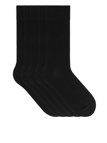 Supima Cotton Socks, 5 Pairs - Black