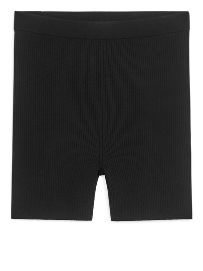 Rib Knit Shorts - Black