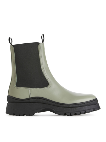Chunky Leather Boots - Green