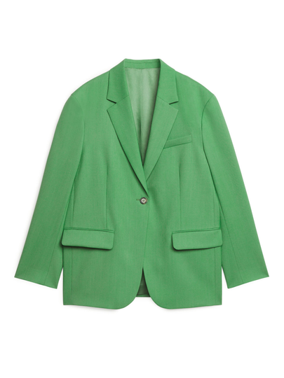 Oversized Wool Hopsack Blazer - Green