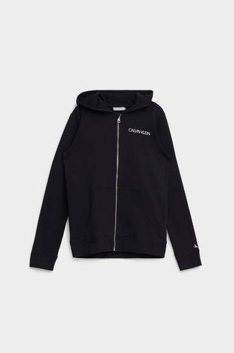 Calvin Klein Hoodie Institutional Logo Zip-Through Svart