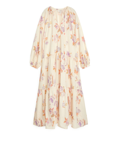 Floral Tier Dress - Beige