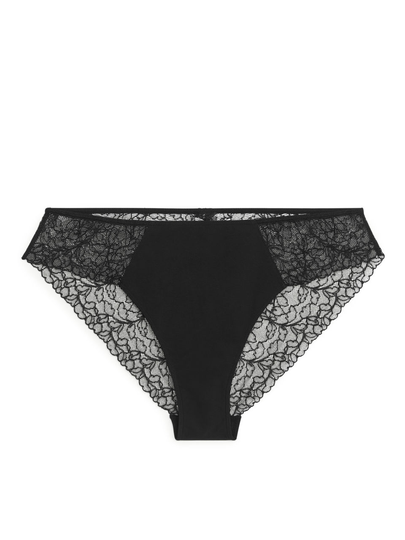 Sheer Lace Briefs - Black