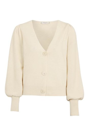 Freequent Stickad cardigan Riba Creme