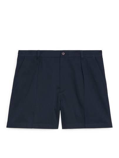Pleat-Detail Shorts - Blue