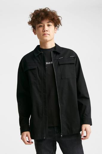Calvin Klein Skjorta Micro Branding Over Shirt Svart