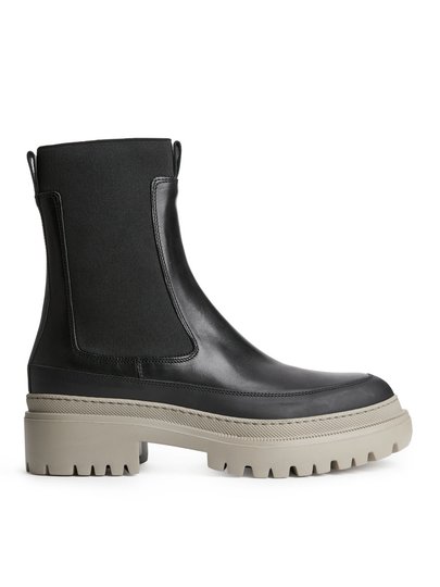 Chunky-Sole Leather Boots - Black