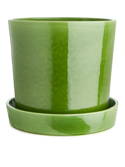 Terracotta Flower Pot 22 cm - Green