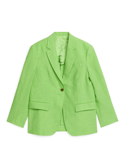 Oversized Heavy Linen Blazer - Green