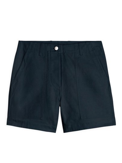 Cotton Twill Workwear Shorts - Blue