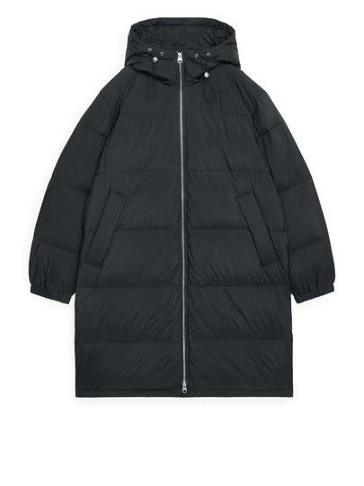 Short Down Puffer Coat - Black