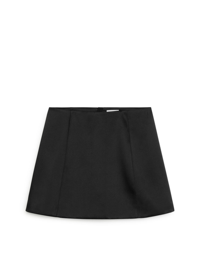 Satin Mini Skirt - Black