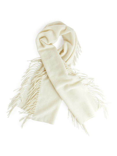 Fringed Wool Scarf - Beige