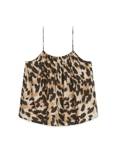 Print Strap Top - Beige