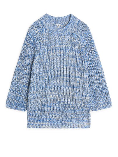 Melange Cotton Knitted Jumper - Blue