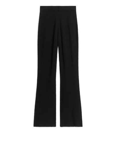Flared Bouclé Trousers - Black