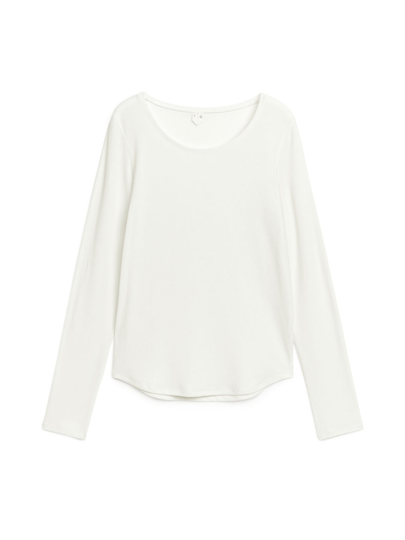 Ribbed Lyocell Blend Top - White