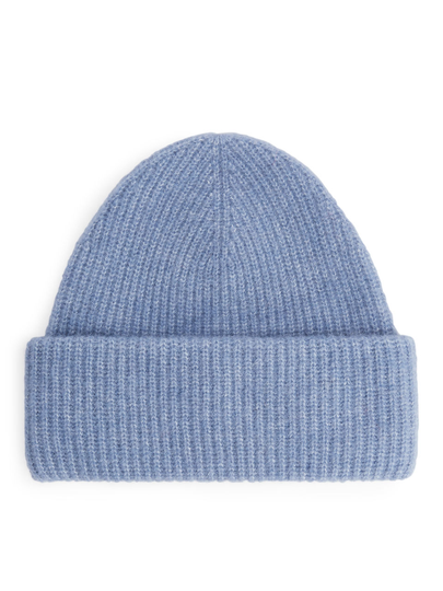 Double-Fold Alpaca Merino Beanie - Blue