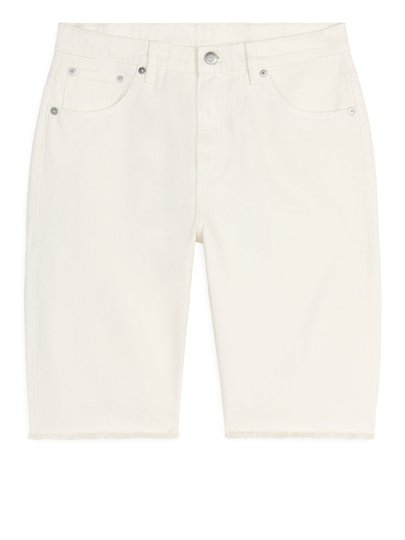 SLIM Overdyed Denim Shorts - White