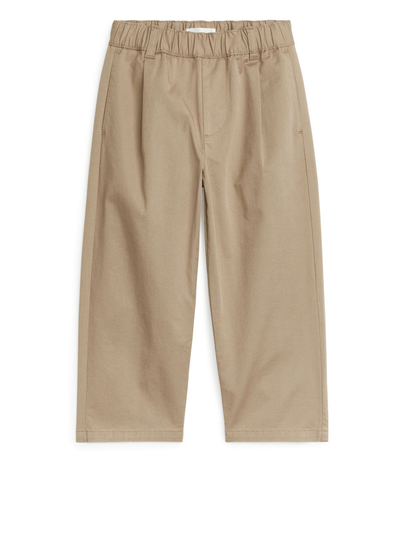 Wide Cotton Chinos - Beige