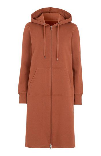 Cellbes Lång sweatshirtjacka Rödbrun