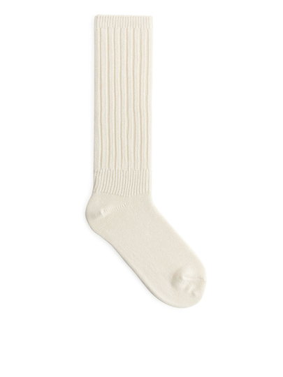 Long Ribbed Socks - Beige