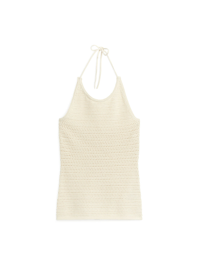 Crochet Halter Neck Top - Beige
