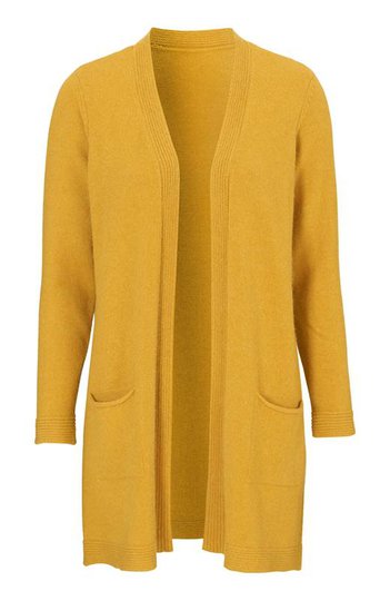 Cellbes Lång cardigan med fickor Mörkgul Melange