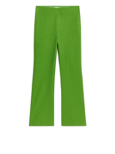 Cropped Cotton Stretch Trousers - Green