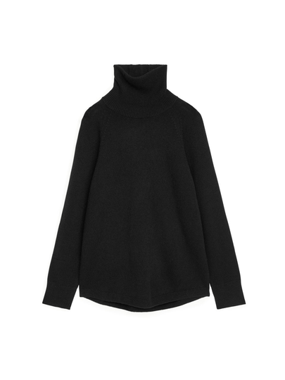 Raglan-Sleeve Cashmere Roll-Neck Jumper - Black