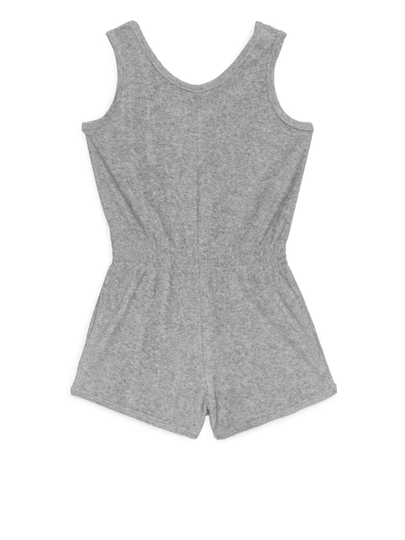 Cotton Towelling Playsuit - Grey