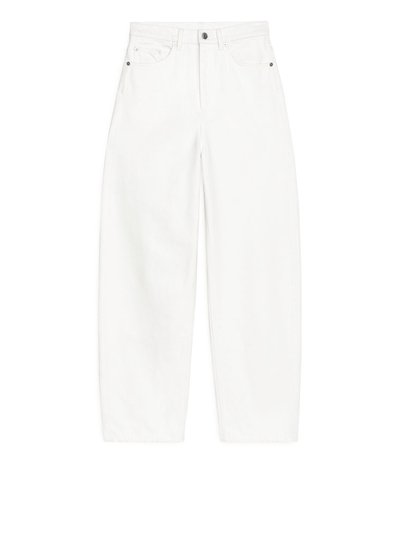 LOOSE Barrel Leg Overdyed Jeans - White