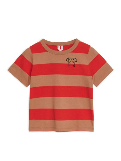 Block-Striped T-Shirt - Red