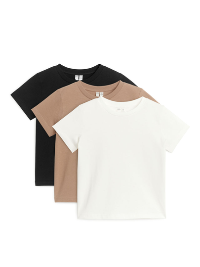 Crew-Neck T-Shirts - Beige