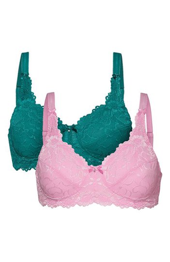 Cellbes Bh utan bygel Bella 2-Pack Petrol Rosa