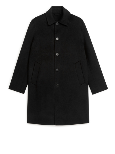 Double-Face Wool Blend Coat - Black
