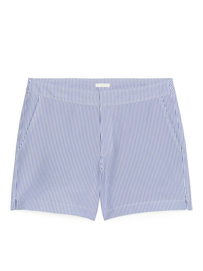 Seersucker Swim Shorts - White