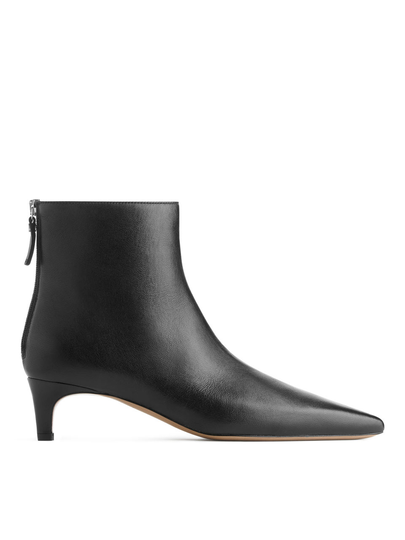 Mid Heel Ankle Boots - Black