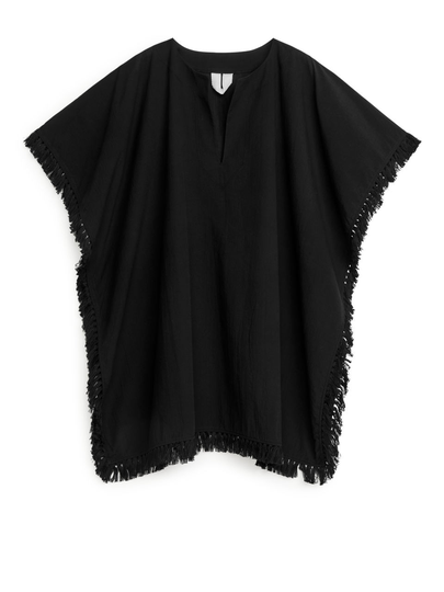 Fringed Beach Throw-On - Black