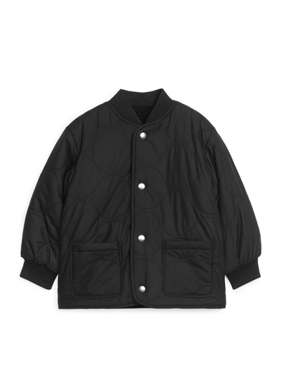 Reversible Quilt Pile Jacket - Black