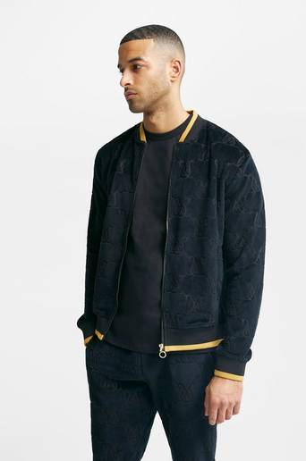 SIKSILK Ziptröja Devore Velvet Bomber Jacket Svart