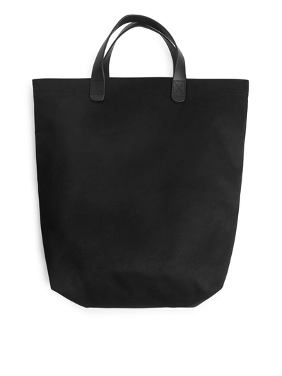 Paper-Effect Commuter Tote - Black