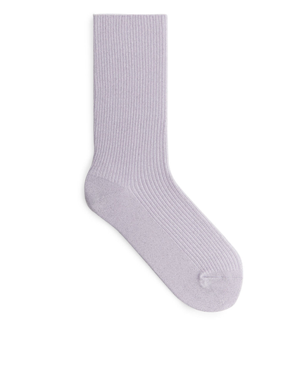 Glittery Rib Socks - Purple