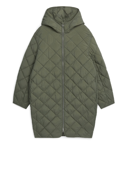 Hooded Quilt Jacket - Green