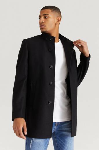 Pour Rock Stand Up Collar Coat Svart
