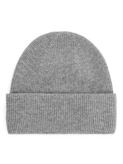 Fold Up Wool Beanie - Grey