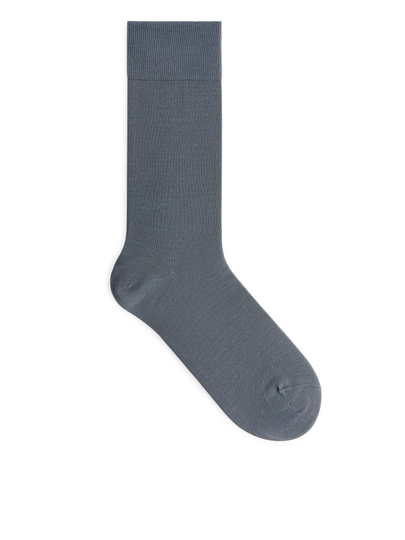 Mercerised Cotton Socks - Blue
