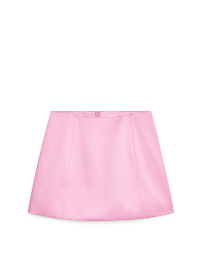 Satin Mini Skirt - Pink
