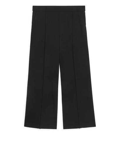 Cropped Milano Rib Trousers - Black